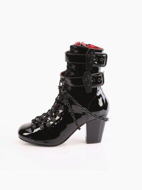 Demonia Cult Vivika-128 Black Patent Boots Women's Size 9
